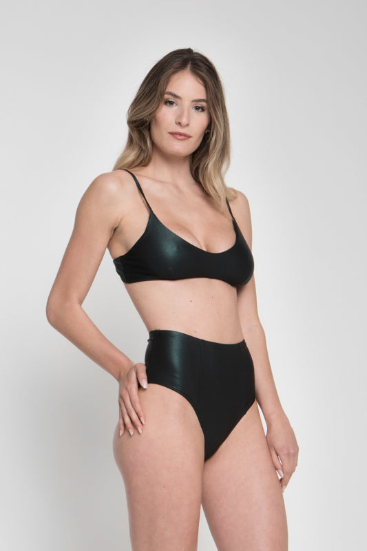 Slip menstrual Bikini - high-waist Lamé Petrolio