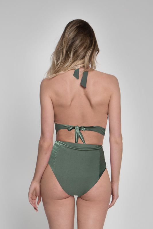 Top Bikini - Curvy Triangle Lamé Verde