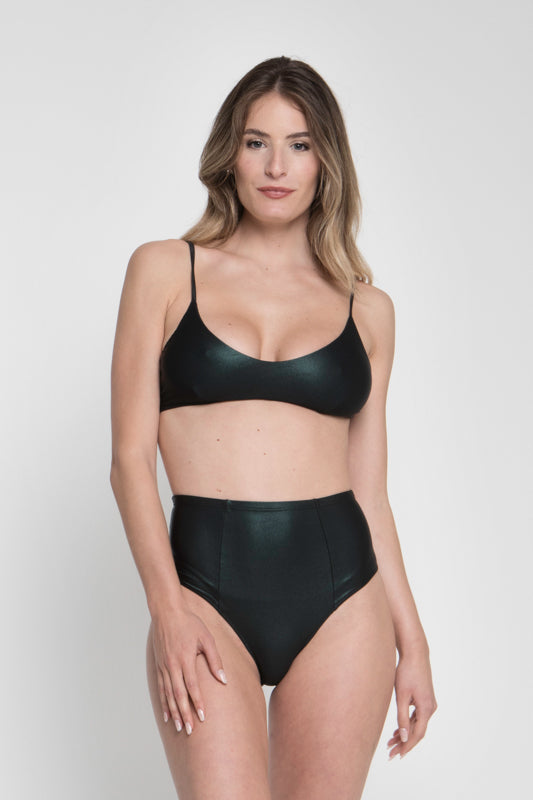 Slip menstrual Bikini - high-waist Lamé Petrolio