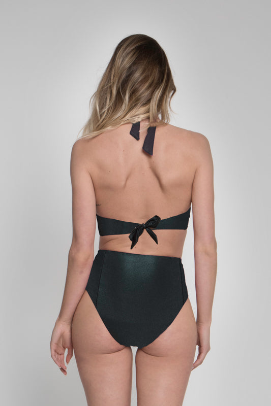 Top Bikini - Triangolo Curvy Lamé Nero